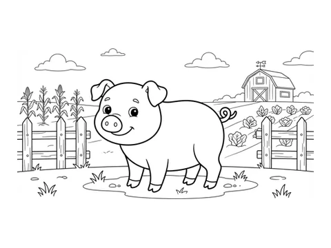 Pig printable coloring picture