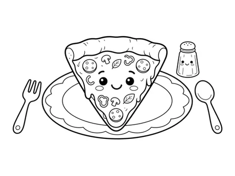 Pizza printable coloring picture
