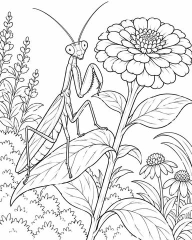 Praying Mantis printable coloring page