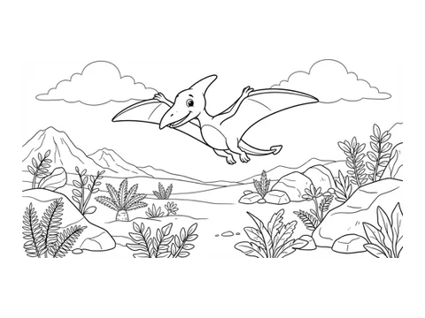 Pterodactyl printable coloring picture