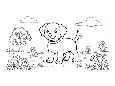 Puppy printable coloring picture