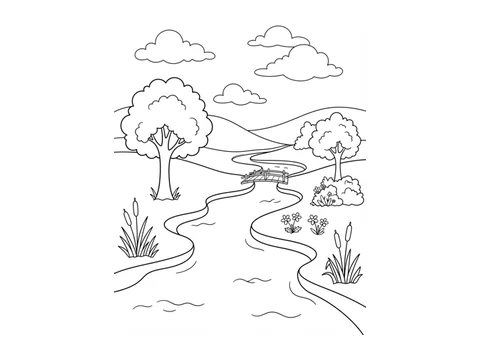 River printable coloring picture
