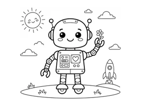 Robot printable coloring picture