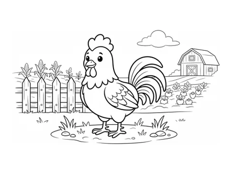 Rooster printable coloring picture