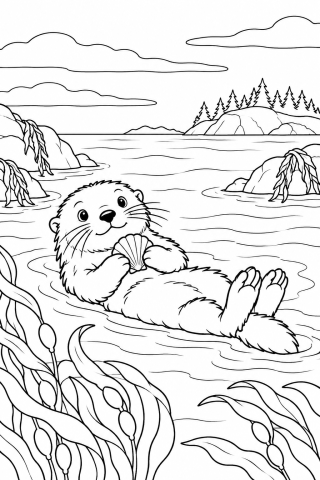 Sea Otter printable coloring page