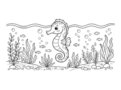 Seahorse printable coloring picture