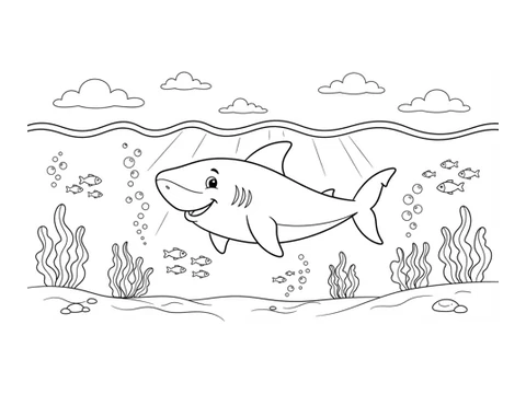 Shark printable coloring picture