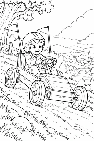 Soapbox Derby Start printable coloring page