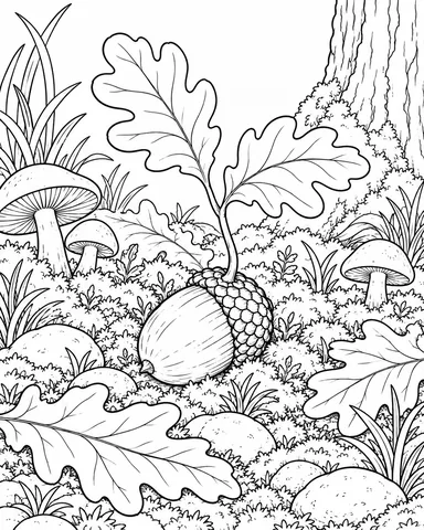 Sprouting Acorn printable coloring page