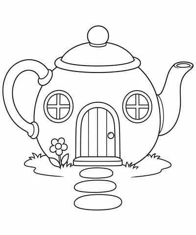 Teapot House printable coloring picture
