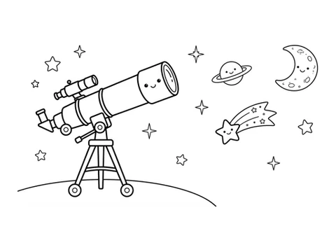 Telescope printable coloring picture