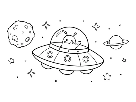 UFO printable coloring picture