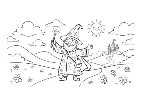 Wizard printable coloring picture